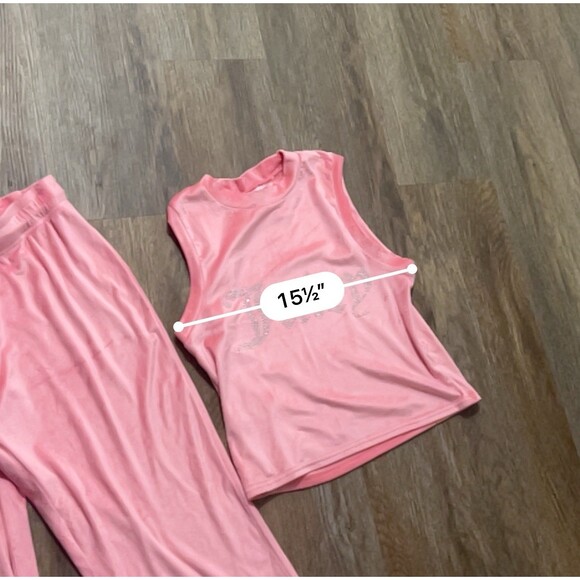 Juicy Couture Sleepwear Pink Tank Top 2 Piece Pajama Set Size L Exc Condition - Picture 12 of 16
